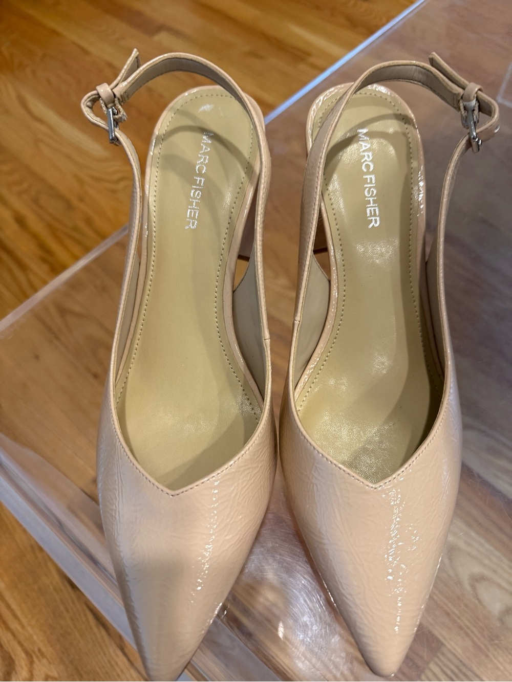 Marc Fisher Blush Patent Pointed-Toe Slingback Pumps